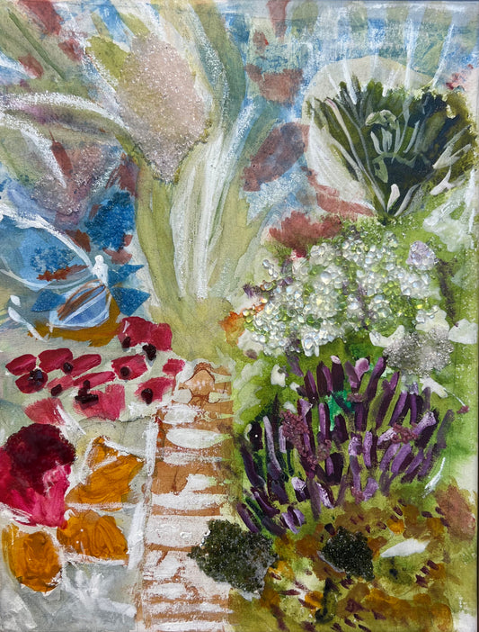 Garden Kaleidoscope Watercolor Painting With Glass